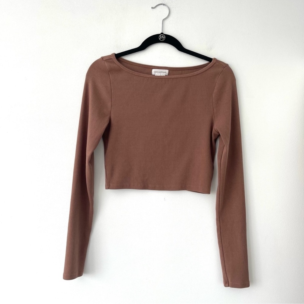 Lovers and Friends Blake Long Sleeve Ribbed Crop Top - Brown - Medium